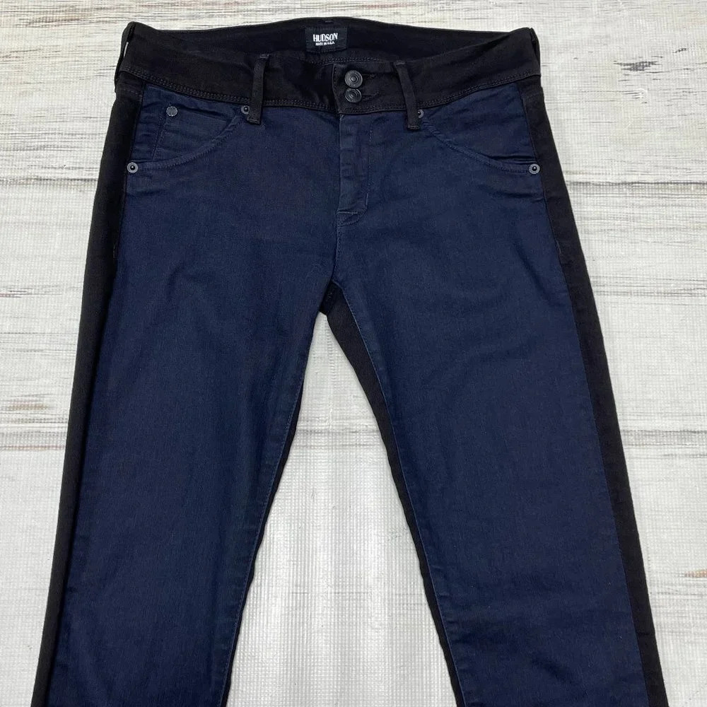 Hudson Jeans Blue Black Denim Straight Leg Size 28 Collin